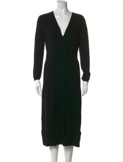 Pre-owned Allude Virgin Wool Midi Length Dress In Black