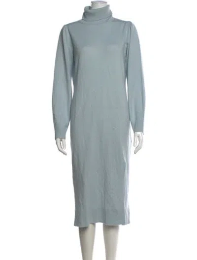 Pre-owned Allude Virgin Wool Midi Length Dress In Blue