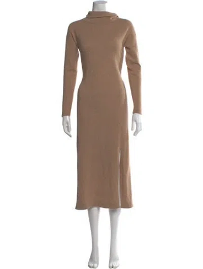 Pre-owned Allude Virgin Wool Midi Length Dress In Brown