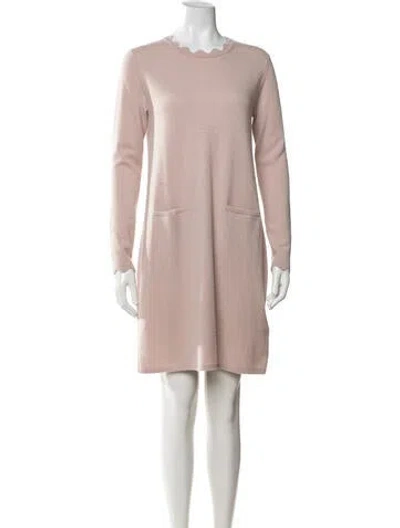 Pre-owned Allude Virgin Wool Mini Dress In Pink