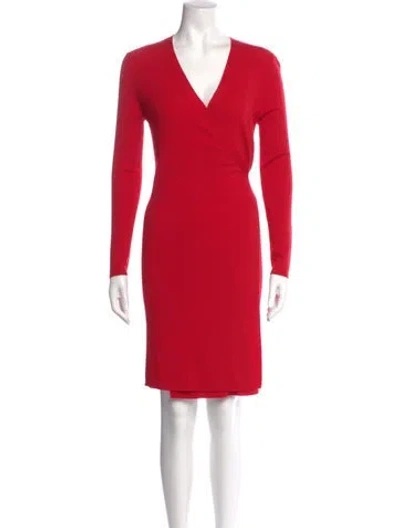 Pre-owned Allude Virgin Wool Mini Dress In Red