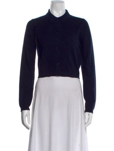 Pre-owned Allude Virgin Wool Mock Neck Sweater In Blue