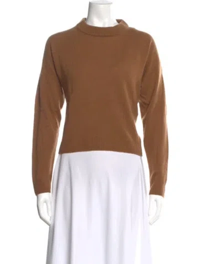 Pre-owned Allude Virgin Wool Mock Neck Sweater In Brown