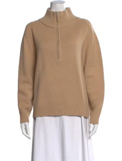 Pre-owned Allude Virgin Wool Mock Neck Sweater In Brown