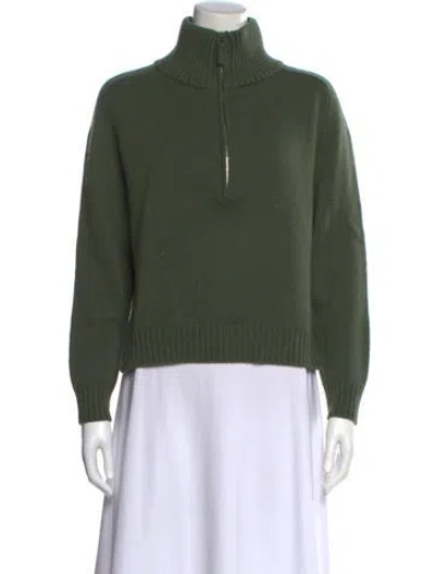 Pre-owned Allude Virgin Wool Mock Neck Sweater In Green
