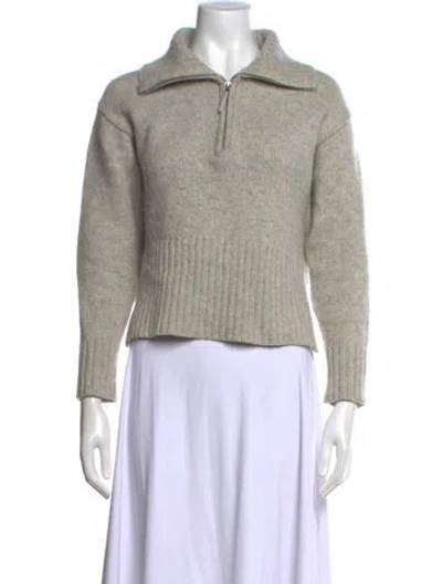 Pre-owned Allude Virgin Wool Mock Neck Sweater In Grey