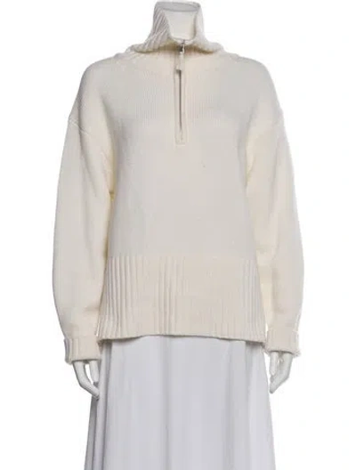 Pre-owned Allude Virgin Wool Mock Neck Sweater In Neutral