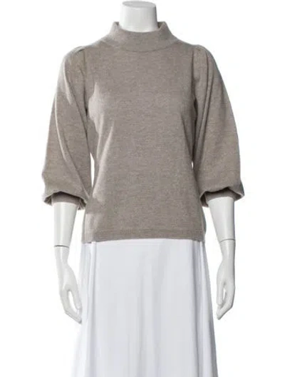 Pre-owned Allude Virgin Wool Mock Neck Sweater In Neutrals