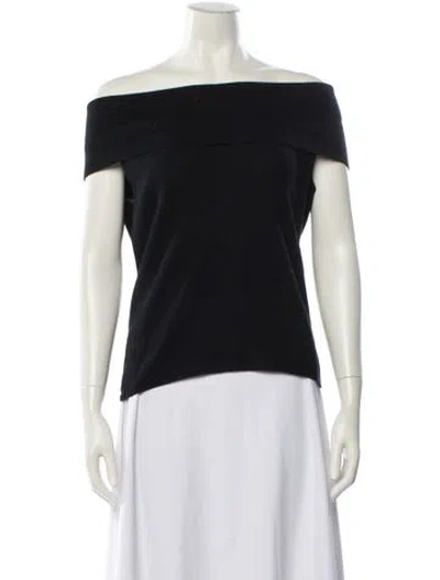 Pre-owned Allude Virgin Wool Off-the-shoulder Sweater In Blue