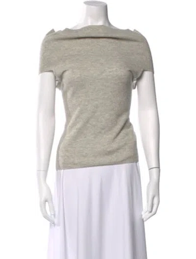 Pre-owned Allude Virgin Wool Off-the-shoulder Sweater In Gray