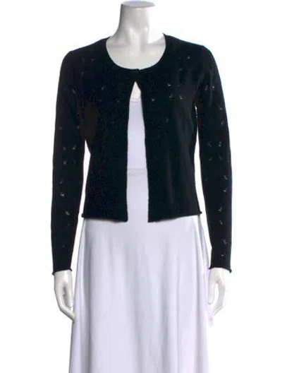 Pre-owned Allude Virgin Wool Open Front Sweater In Black