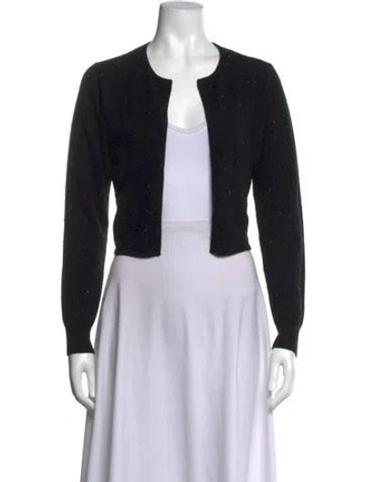 Pre-owned Allude Virgin Wool Open Front Sweater In Black