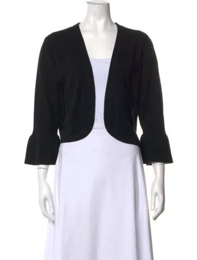 Pre-owned Allude Virgin Wool Open Front Sweater In Black