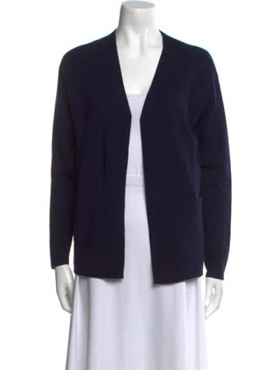 Pre-owned Allude Virgin Wool Open Front Sweater In Blue