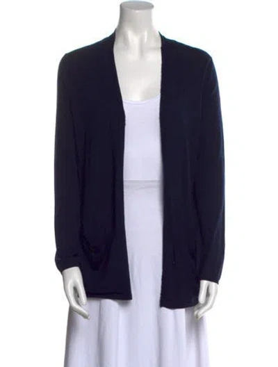 Pre-owned Allude Virgin Wool Open Front Sweater In Blue