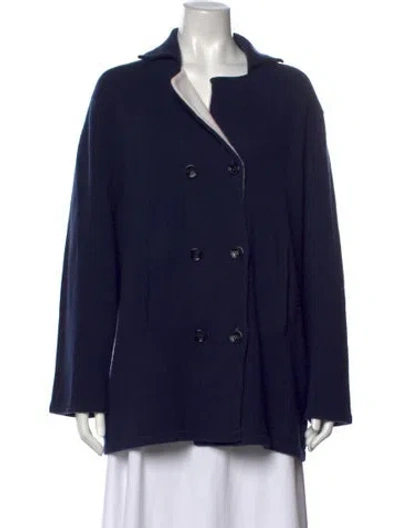 Pre-owned Allude Virgin Wool Open Front Sweater In Blue