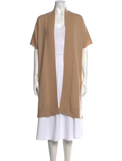 Pre-owned Allude Virgin Wool Open Front Sweater In Neutrals