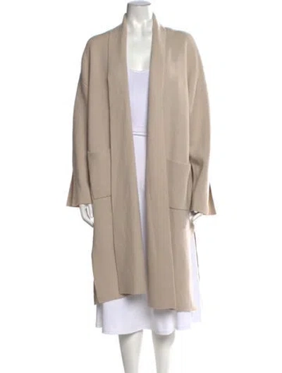 Pre-owned Allude Virgin Wool Open Front Sweater In Neutrals