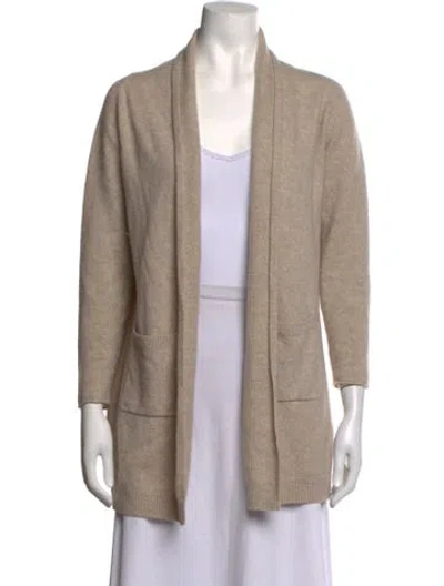 Pre-owned Allude Virgin Wool Open Front Sweater In Neutrals