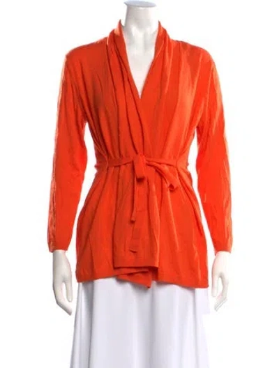Pre-owned Allude Virgin Wool Open Front Sweater In Orange