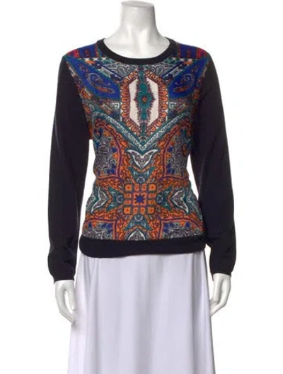 Pre-owned Allude Virgin Wool Paisley Print Top In Black