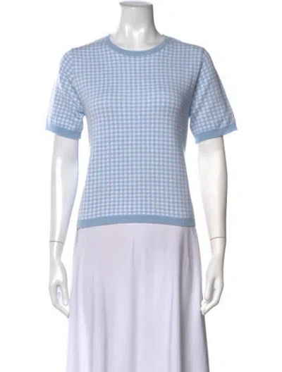 Pre-owned Allude Virgin Wool Plaid Print Top In Blue