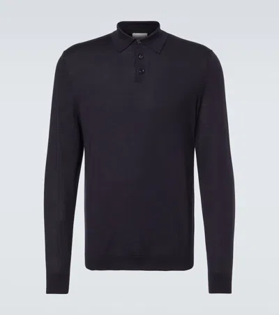 Allude Virgin Wool Polo Sweater In Black