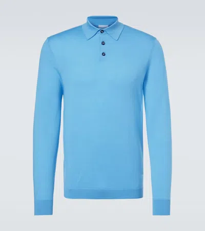 Allude Virgin Wool Polo Sweater In Blue
