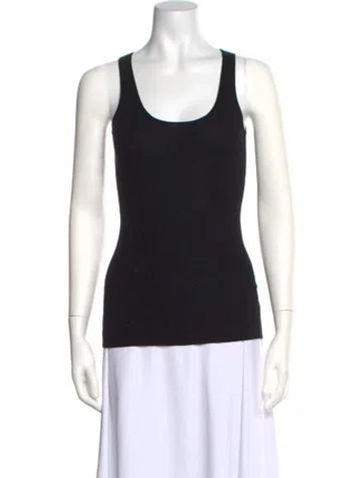 Pre-owned Allude Virgin Wool Scoop Neck Top In Black