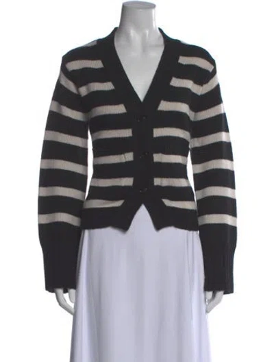 Pre-owned Allude Virgin Wool Striped Sweater In Black