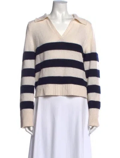 Pre-owned Allude Virgin Wool Striped Sweater In Black