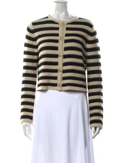 Pre-owned Allude Virgin Wool Striped Sweater In Black