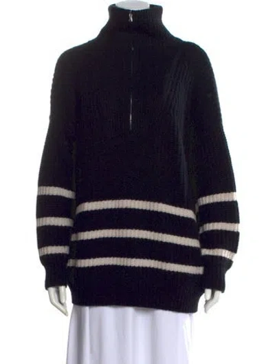 Pre-owned Allude Virgin Wool Striped Sweater In Black