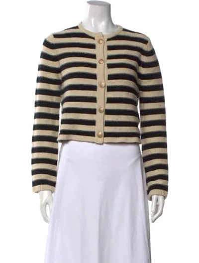 Pre-owned Allude Virgin Wool Striped Sweater In Black/neutrals