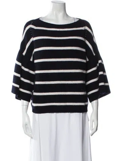 Pre-owned Allude Virgin Wool Striped Sweater In Blue