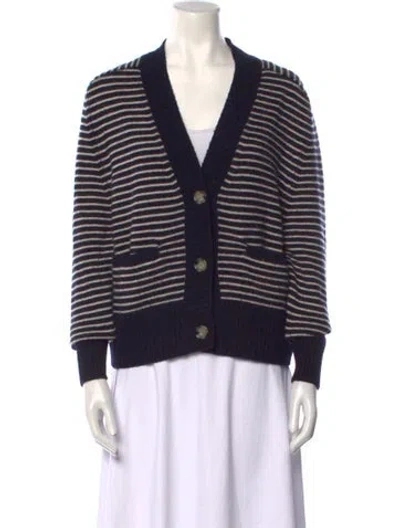 Pre-owned Allude Virgin Wool Striped Sweater In Blue