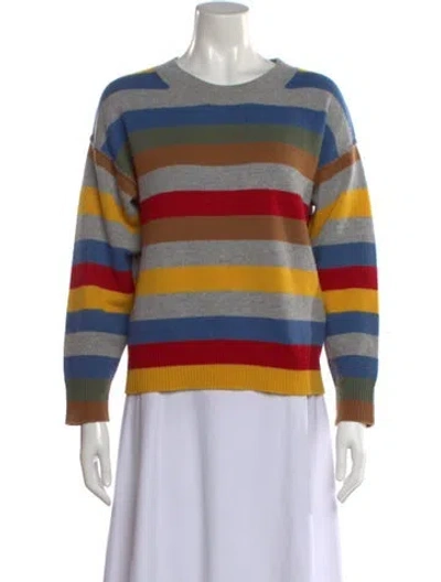 Pre-owned Allude Virgin Wool Striped Sweater In Blue