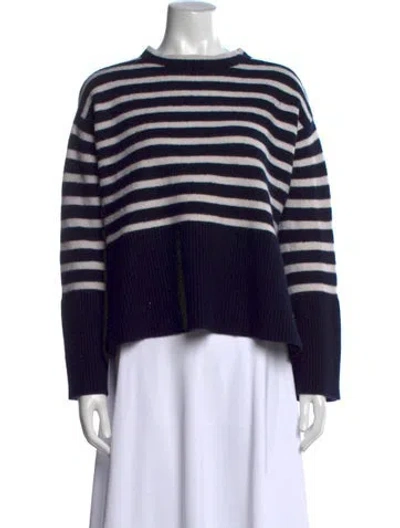 Pre-owned Allude Virgin Wool Striped Sweater In Blue