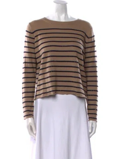 Pre-owned Allude Virgin Wool Striped Sweater In Brown