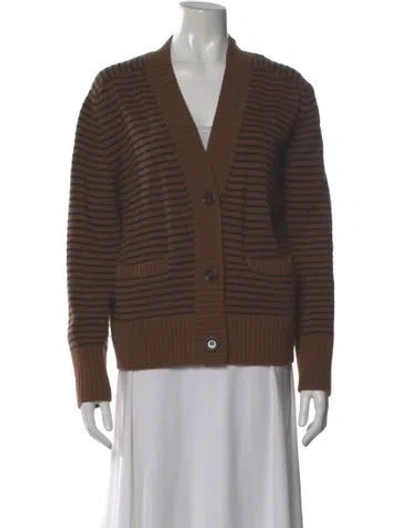 Pre-owned Allude Virgin Wool Striped Sweater In Brown