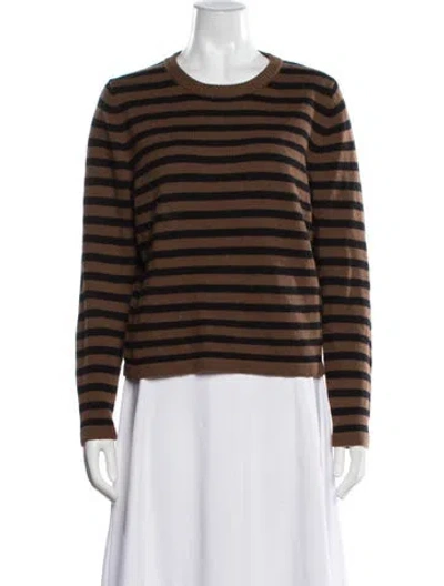 Pre-owned Allude Virgin Wool Striped Sweater In Brown