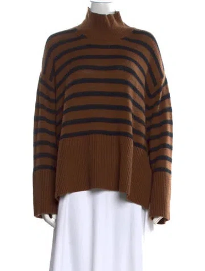Pre-owned Allude Virgin Wool Striped Sweater In Brown