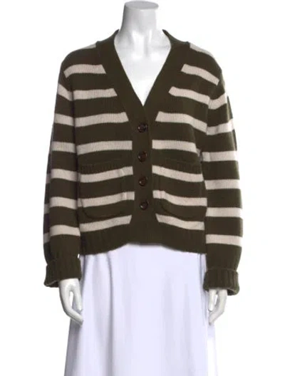 Pre-owned Allude Virgin Wool Striped Sweater In Green
