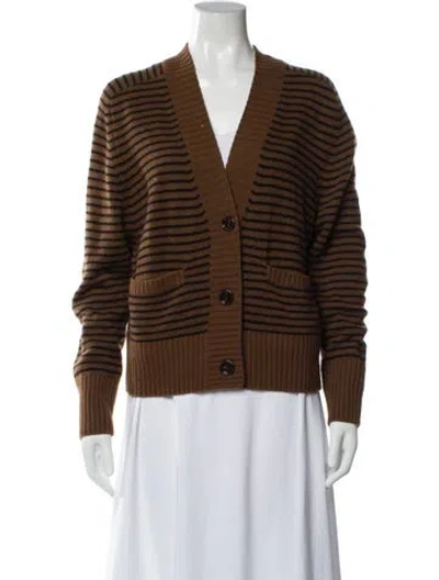 Pre-owned Allude Virgin Wool Striped Sweater In Green