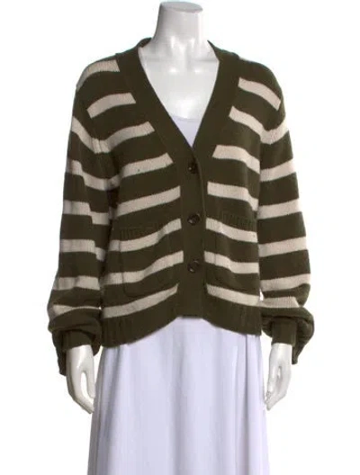 Pre-owned Allude Virgin Wool Striped Sweater In Green