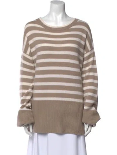 Pre-owned Allude Virgin Wool Striped Sweater In Neutral