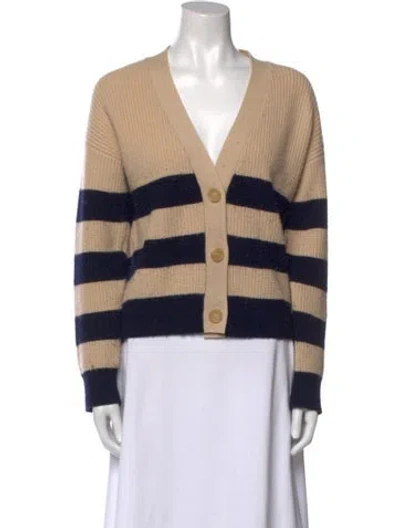 Pre-owned Allude Virgin Wool Striped Sweater In Neutral