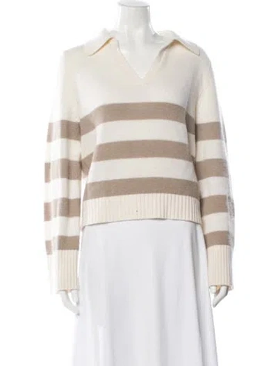 Pre-owned Allude Virgin Wool Striped Sweater In Neutral