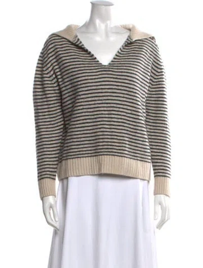 Pre-owned Allude Virgin Wool Striped Sweater In Neutral
