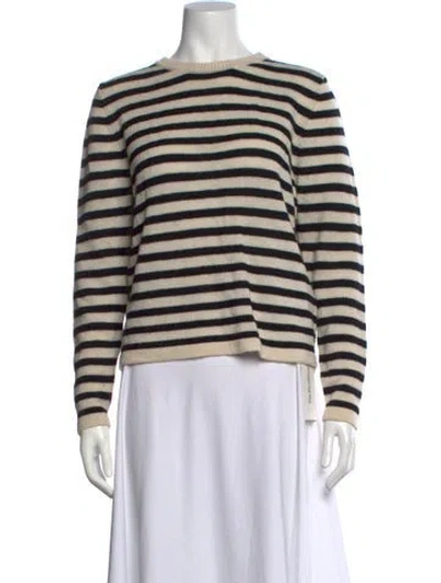 Pre-owned Allude Virgin Wool Striped Sweater In Neutral